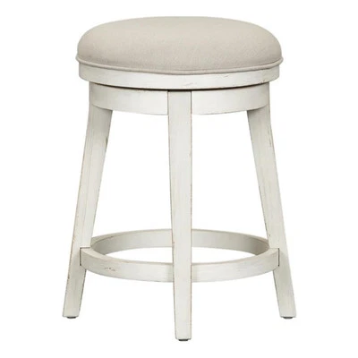 Modern Farmhouse Flea Market White Console Swivel Stool Foto 1 de 4