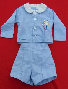 TRAJE VINTAGE BEBÉ/NIÑO PEQUEÑO ~ 2 PIEZAS ~ CHAQUETA/CHALECO Y PANTALONES CORTOS ~ 12 MESES - Imagen 1 de 10
