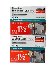 Simpson#10 x 1-1/2 in. 1/4-Hex Drive, Strong-Drive SD Connector Screw 2 Pack - Picture 1 of 2