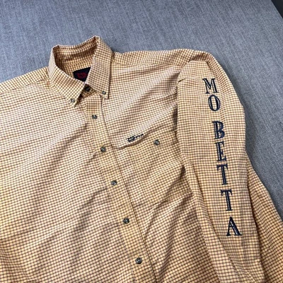 Camisa con botones Mo Betta para hombre XL amarilla a cuadros vaquero occidental rodeo ropa de rancho Foto 1 de 4