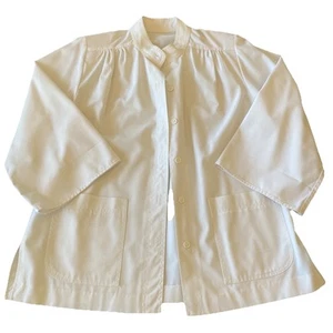 Union Made White Button Down Scrubs Top Vintage Large Z49 - Picture 1 of 10