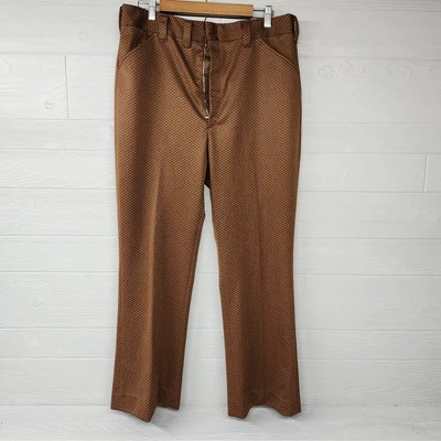 Vintage 70s Disco Pants Slacks Brown Size 35x27 - Image 1 of 4