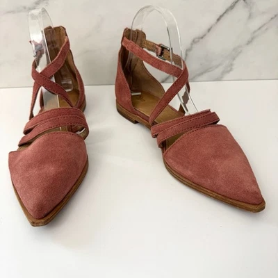 Frye Womens Kenzie Moto Flats Shoes Size 6 Boho Strappy Suede Leather Pink - Image 1 of 4