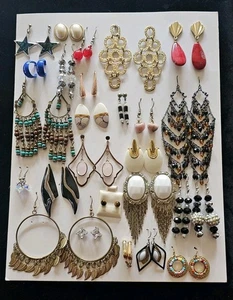 Vintage 80's 90s Y2K Mix Earrings Large Lot Bright Colorful Retro Dangle Studs  - Picture 1 of 24