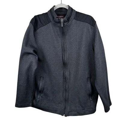 Chaqueta informal acanalada con cremallera completa Johnston & Murphy Fineline negra gris XL tejida Foto 1 de 4