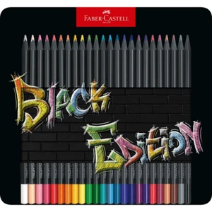 NEW 24x Faber-Castell Black Edition Colour Pencils Tin Pack Set - Picture 1 of 4
