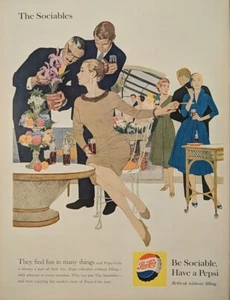 1959 vintage Pepsi cola print ad, be sociable have a Pepsi, Dinner Party - Picture 1 of 1