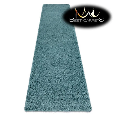 Amazing Modern Rug Runner shaggy "SOFFI" 5cm single-colour BLUE High Quality - Image 1 of 4