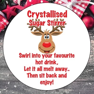 48 x CHRISTMAS NON Personalised Crystallised Sugar Stirrer Hot Drink Milk 1206 - Picture 1 of 4