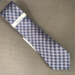 Perry Ellis Men's Neck Tie Dunstan Geo Classic Pink MSRP $55 - Picture 1 of 3
