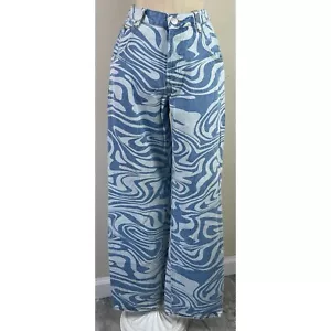 Jeans da donna blu nebbia stampati blu vorticoso taglia XS - Foto 1 di 3