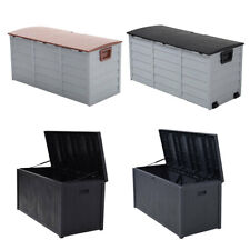 290/430L Large Outdoor Storage Box Garden Patio Plastic Chest Lid Container Tool