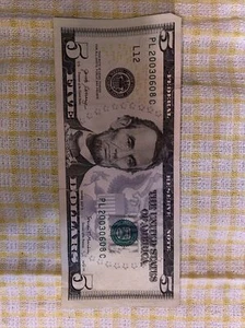 2003 06 08  $5 Fancy Birthday Anniversary Note  -June 8, 2003  Or August 6, 2003 - Picture 1 of 4