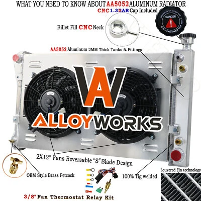 3 Row Radiator Shroud Fan For 1988-1999 Chevy/GMC C/K 1500 2500 3500 5.0L 5.7L - Image 1 of 4