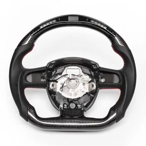 Volante deportivo LED personalizado plano fibra carbono real Audi A4 A5 2004-2012 - Imagen 1 de 10