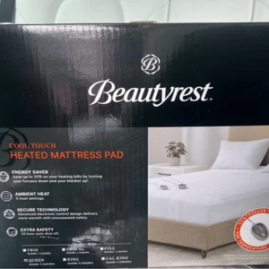 New Beautyrest Cool Touch White Queen Heated Mattress Pad - Picture 1 of 8
