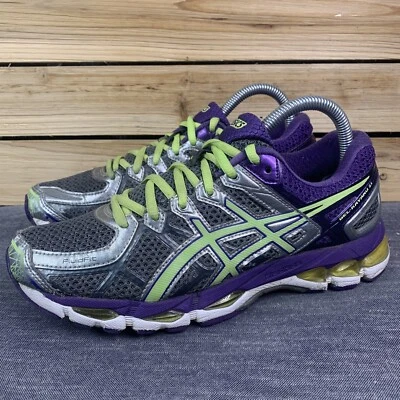 Asics Gel Kayano 21 Women’s US 8 Athletic Running Shoe Gray Purple Green - Image 1 of 4