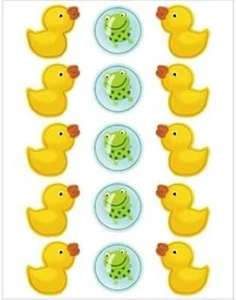 Splish Splash Rubber Duck Duckie Animal Cute Baby Shower Party Favor Stickers - Picture 1 of 1