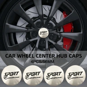 4Pcs 56MM SPORT Edition Logo Sticker Car Accessories Wheel Center Hub Caps Trims - Picture 1 of 10