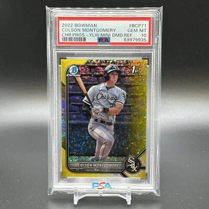 2022 Bowman Chrome Colson Montgomery 1st Yellow #'d /75 Diamond Refractor PSA 10 - Picture 1 of 2