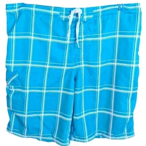 OP Ocean Pacific Mens XL Swim Trunks Board Shorts Beach Pool Mesh Lined Plaid - Picture 1 of 5