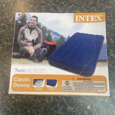 Intex Twin Size Classic Downy Inflatable Air Bed Mattress 68757WA (Blue) - Image 1 of 4