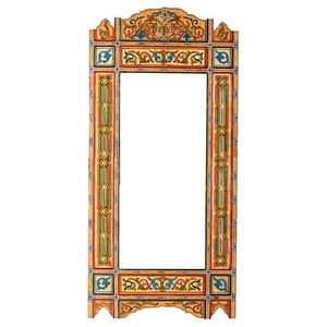 Yellow Leaning Full length mirror frame, 61" x 24" Moroccan hand painted frame - Picture 1 of 6