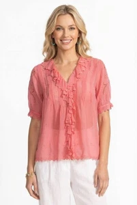 Johnny Was Bluse Lachs Rose Anette Rüschen C17325-5 - Bild 1 von 9