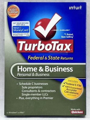TurboTax Home & Business 2009 Federal State PC Mac CD New Sealed - Image 1 of 4