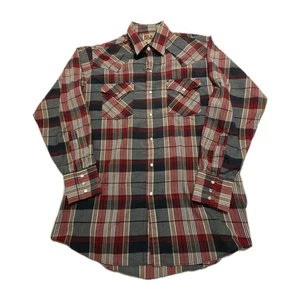 ely cattleman pearl snap shirt Men’s Size Medium Western Plaid Christmas Colors - Picture 1 of 4