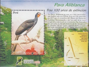 Peru Birds/Rediscovery of White-winged Guan/Souvenir Sheet 2005 SC 1478 MNH - Picture 1 of 1