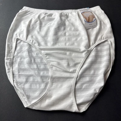 Jockey Brief White Striped Women Sz 9 XXL Microfiber Stretch - Image 1 of 4