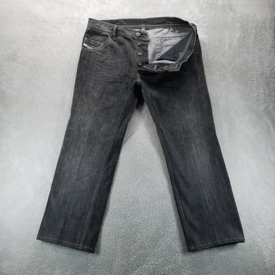 Diesel Jeans Mens 36 Black Jeeves Straight Button Fly Selvedge Dark Wash - Image 1 of 4