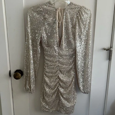 Vestido de cóctel Windsor lentejuelas listo para medianoche manga larga talla S Foto 1 de 4