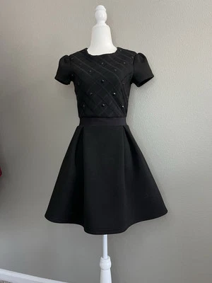 Mini Vestido Patrizia Pepe Negro Blanco Estrás Manga Corta Cremallera Espalda Talla 40  Foto 1 de 4