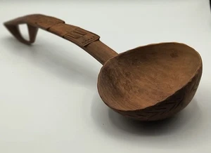 Vintage Handcarved Wooden Decorative Ladle With Intricate Patterns & Unique Hand - Picture 1 of 6