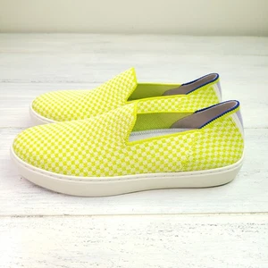 Zapatos sin cordones originales Rothys a cuadros eléctricos para mujer talla 7 verde neón amarillo - Imagen 1 de 9