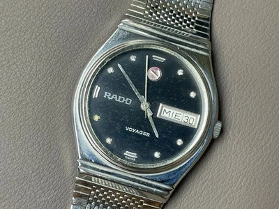 Vintage Rado Voyager Automatic Black Diamond Dial 35mm Men's Watch - Image 1 of 4