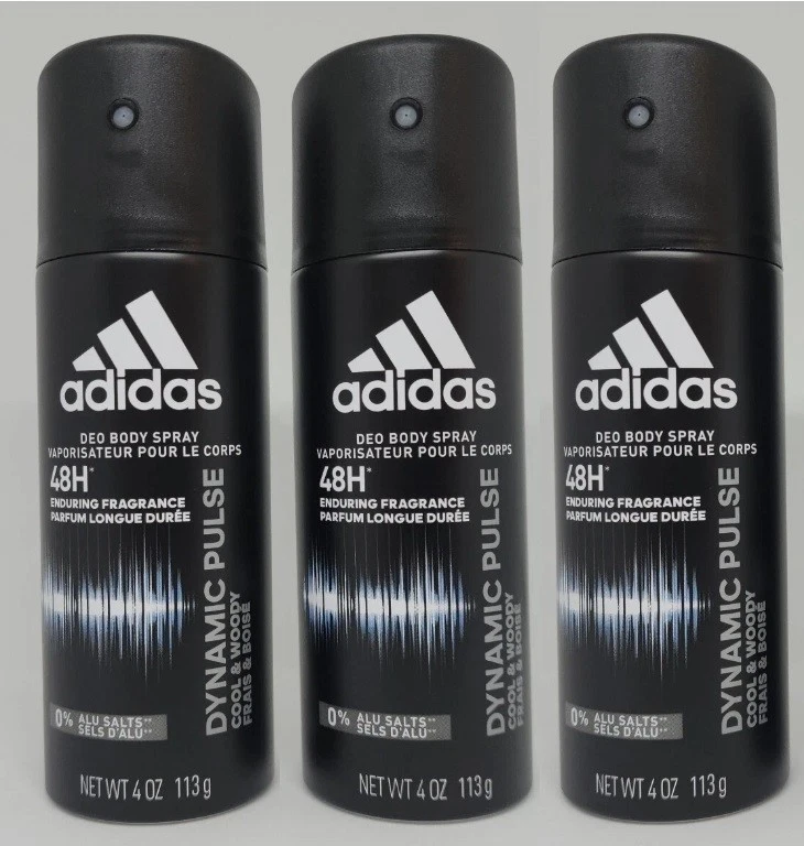 (PAQUETE DE 3) 3 botellas de spray corporal Adidas Dynamic Pulse 4 FL OZ / 113 G #RARO Foto 1 de 1