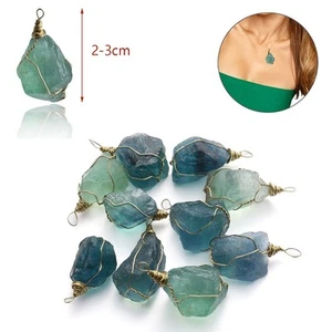 specimen Gravel Gemstone Healing Stone Crystal Quartz Natural Fluorite Pendant - Picture 1 of 7