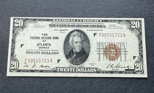 $20 1929 ATLANTA, GA BROWN SEAL FEDERAL RESERVE BANK NOTE GEM MINT BEAUTY !! - Picture 1 of 2