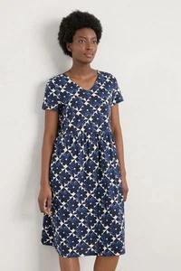 Seasalt Cornwall Womens Blue Organic Cotton A line Jersey Midi Dress - Picture 1 of 12