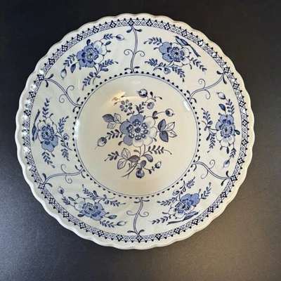 Johnson Brothers INDIES Blue Ironstone Bowl 8" Floral Scalloped Rim England - Image 1 of 4