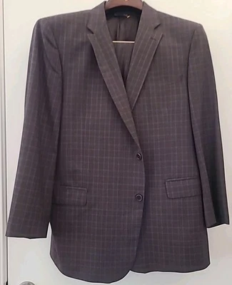 G. Manzoni 2 piece mens suit Brown w/ Blue Pin Stripes Italy wool 46R 36x30  - Image 1 of 4