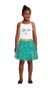 WISH Girl's size XL Mesh layered skirt (only) Disney~Turquoise/gold metallic - Picture 1 of 8