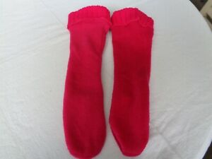 Children Tall Socks Red Color Cable Stitch Top Fleece 7 1/2 " Heel To Toe 