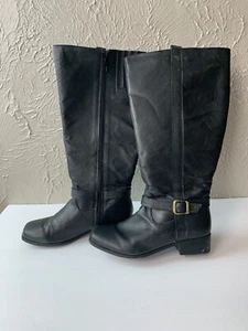 Botas hasta la rodilla Comfortview negras de imitación de cuero con cremallera para mujer talla 7M nuevas - Imagen 1 de 5