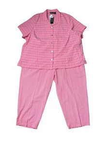 Maggie Barnes Women’s Plus Size Red White Plaid 3 Piece Skirt/Pant Suit & Top - Picture 1 of 16