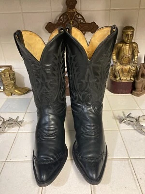 TONY LAMA BLACK LIZARD TIP WESTERN COWGIRL BOOTS EUA RANCHO TRABALHO BOTAS DE DANÇA 10 - Imagem 1 de 4
