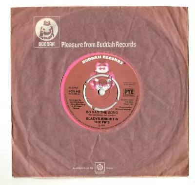 GLADYS KNIGHT & THE PIPS - SO SAD THE SONG. UK ORIG 1976 SOUL 7" & CO/SL. N/MINT - Image 1 of 2